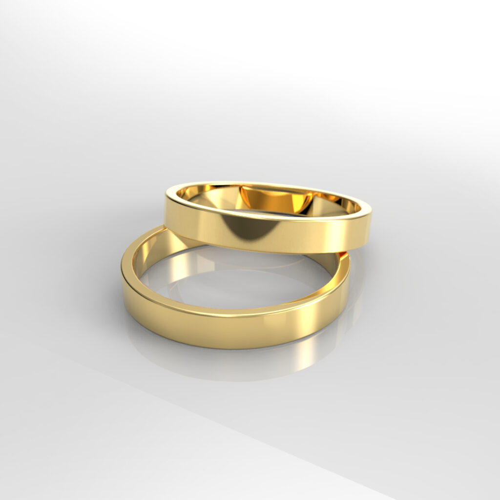 Argollas Matrimonio Oro 18k Perfil Plano 3mm – Corte Plano