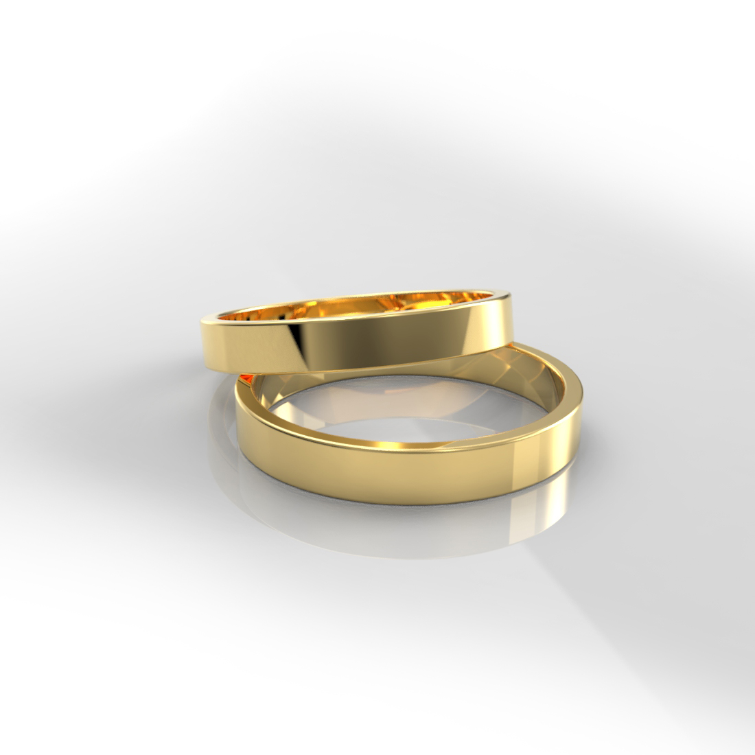 Argollas Matrimonio Oro 18k Perfil Plano 3mm – Corte Plano - Imagen 3