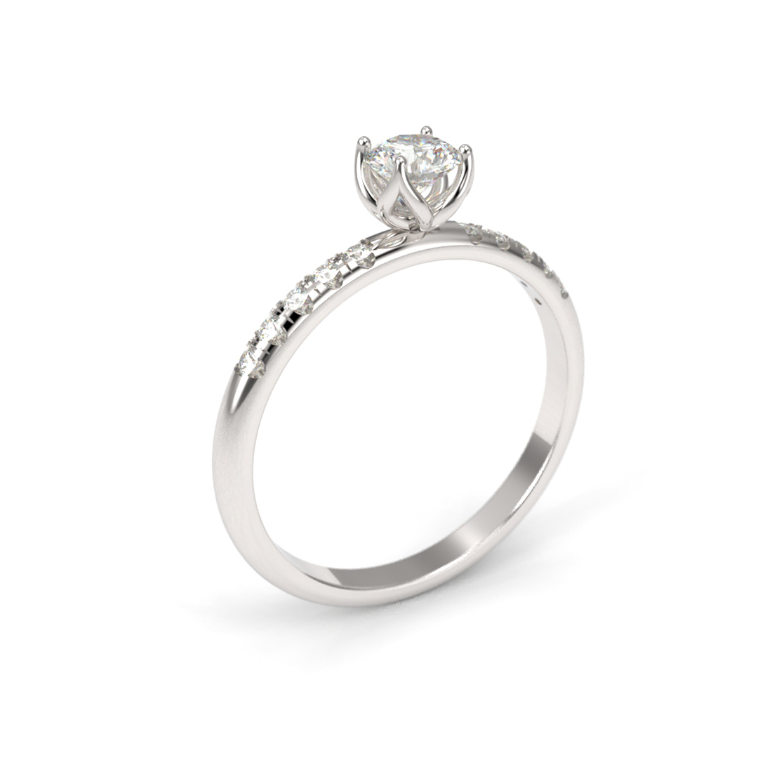 Anillo de compromiso Solitario Pavé Oro 18k - Loto - Imagen 2