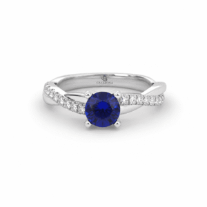 Anillo de compromiso solitario pavé Alessandro Colors - Zafiro