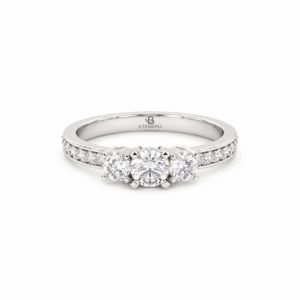 Anillo de compromiso Tres Piedras Diamante Natural - Candassi