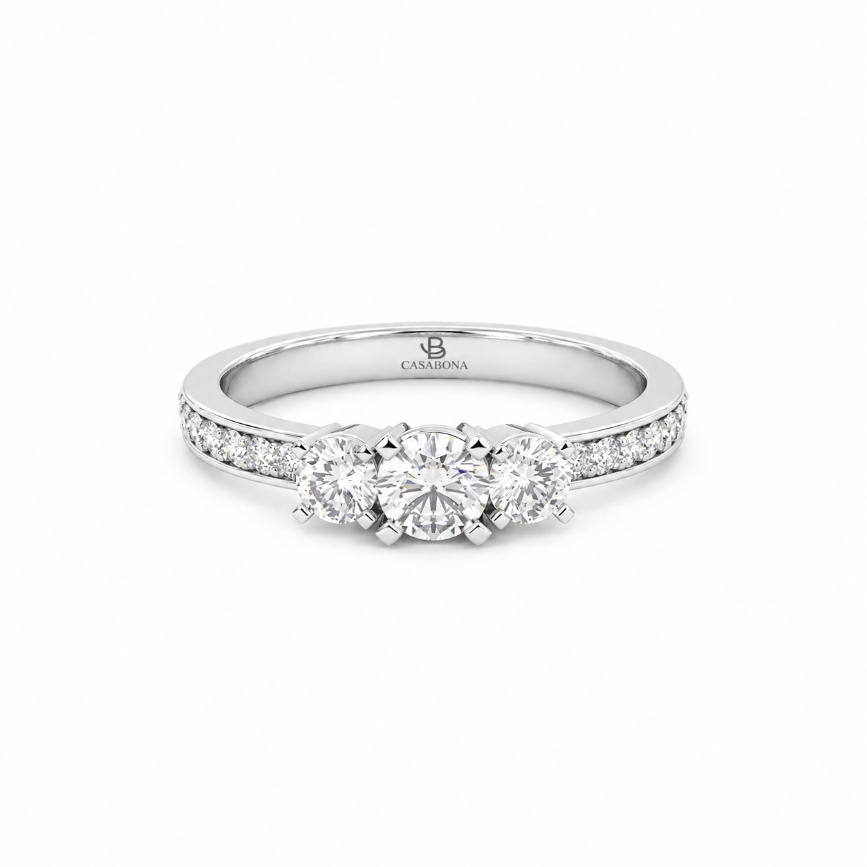 Anillo de compromiso Tres Piedras Diamante Natural - Candassi