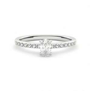 Anillo de Compromiso Diamante Natural 0.30 ct en Pavé - Clara Oval