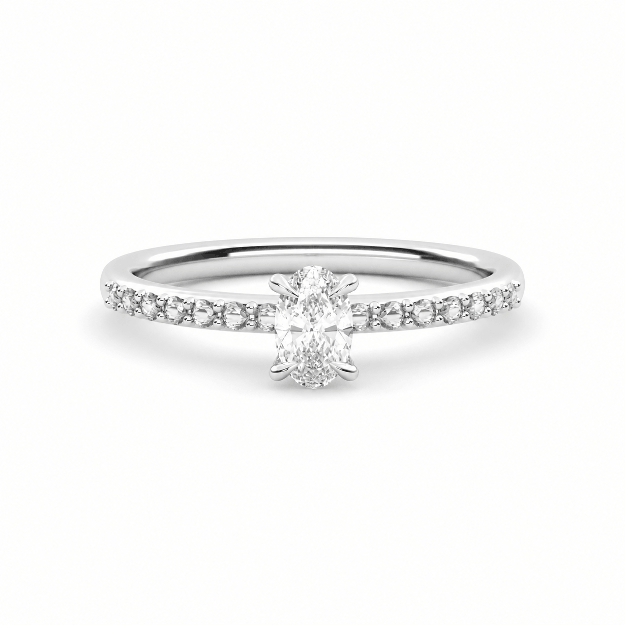 Anillo de Compromiso Diamante Natural 0.30 ct en Pavé - Clara Oval