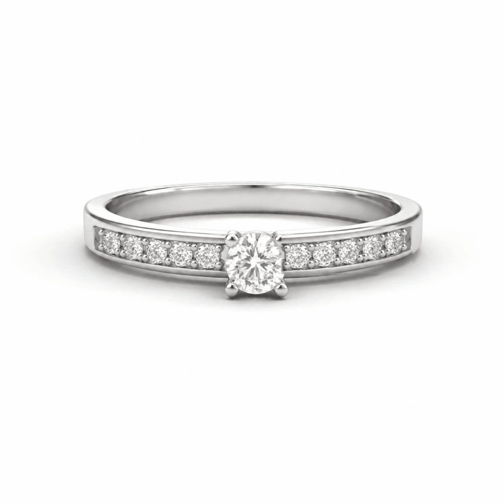 Anillo de compromiso solitario pave Janis de 0.10ct