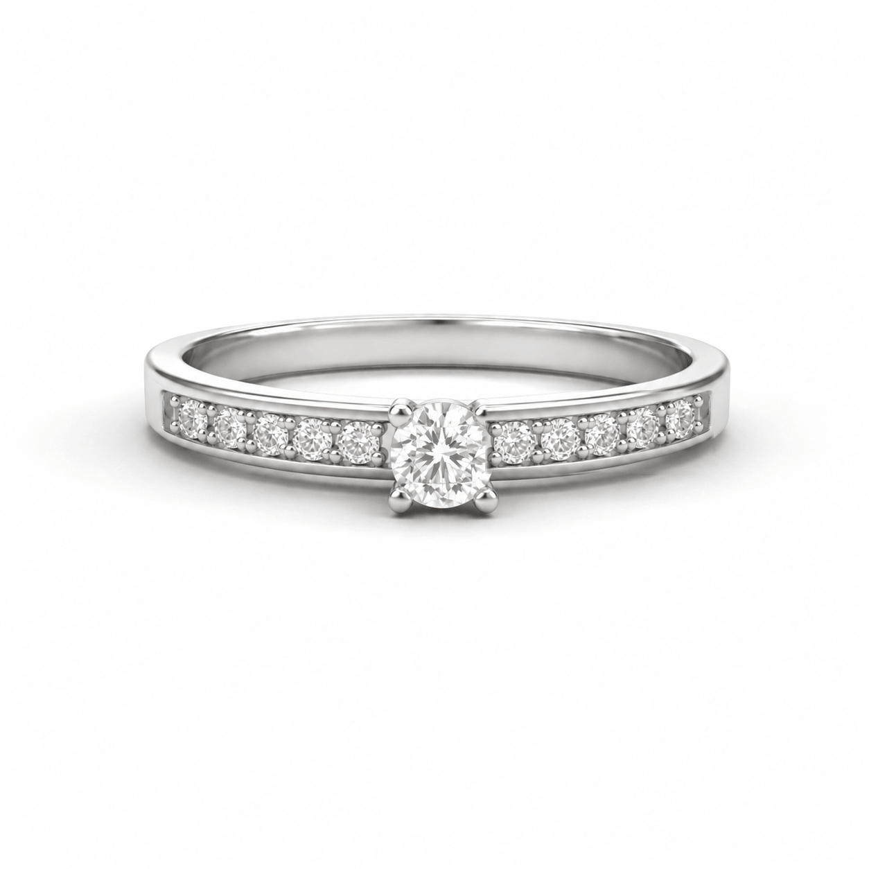 Anillo de compromiso solitario pave Janis de 0.10ct