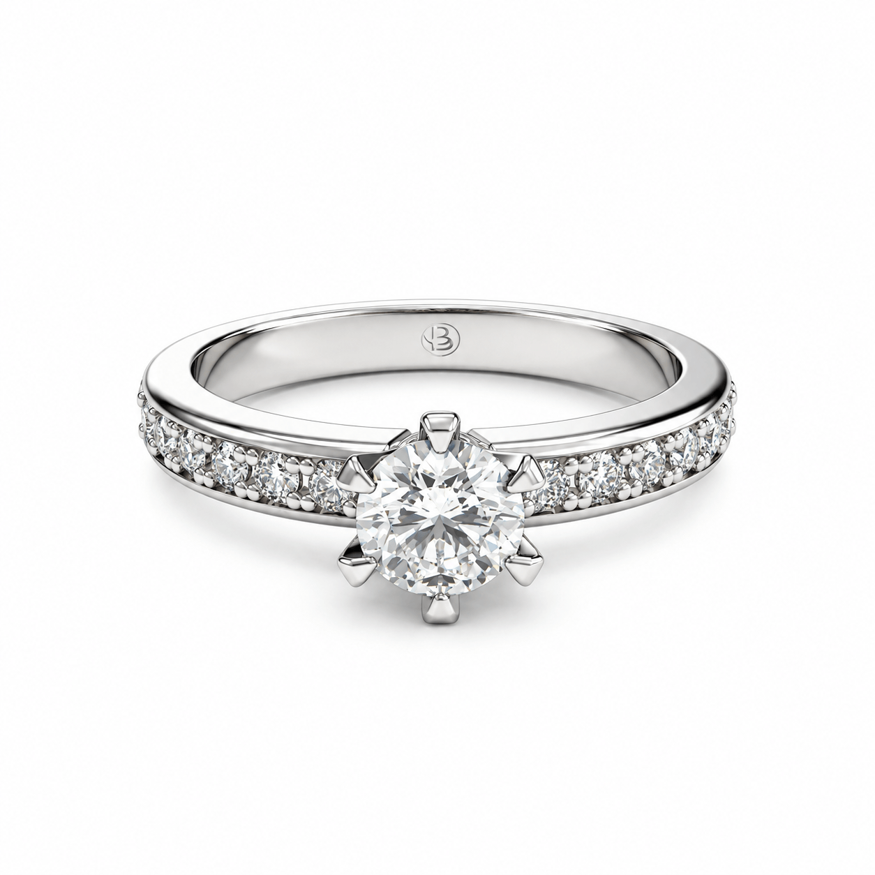 Anillo de compromiso Solitario Pavé - Louis VI