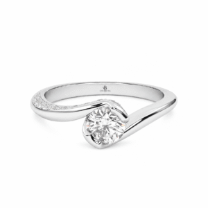 Anillo de compromiso Solitario Pavé Oro 18k - Luna