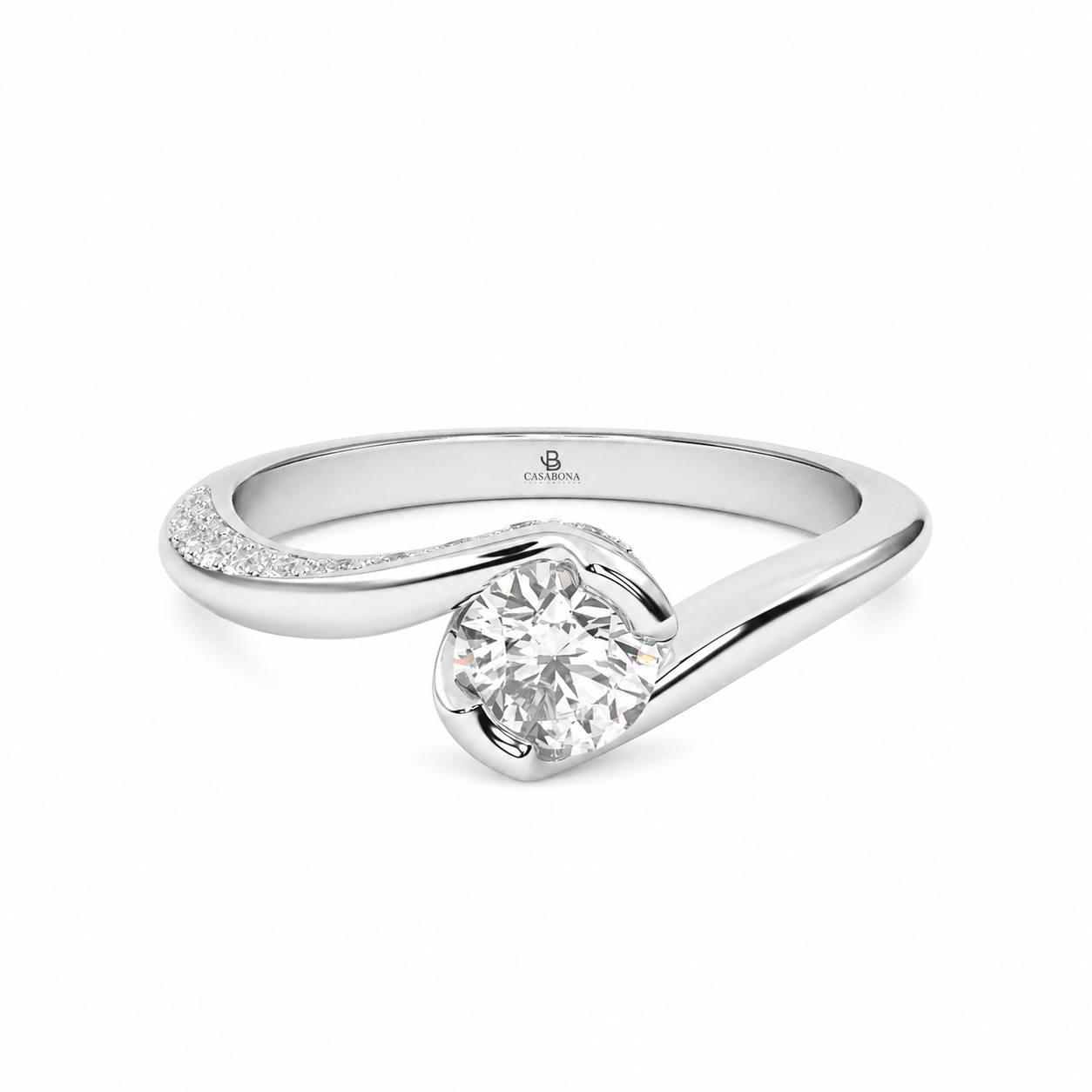 Anillo de compromiso Solitario Pavé Oro 18k - Luna