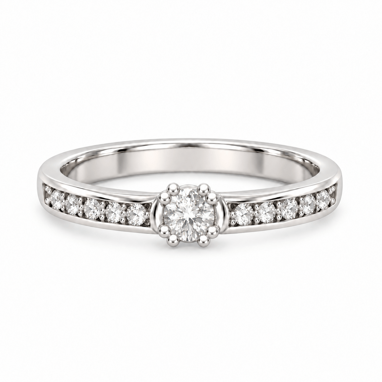 Anillo de compromiso Solitario Pavé Brillante - Lupita