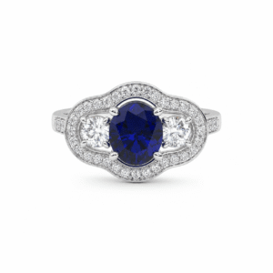 Anillo de compromiso Halo - Gemas de Color Zafiro - Matilde
