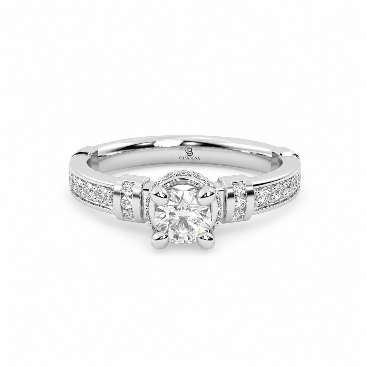 Anillo de compromiso Solitario Pavé Brillante - Mons