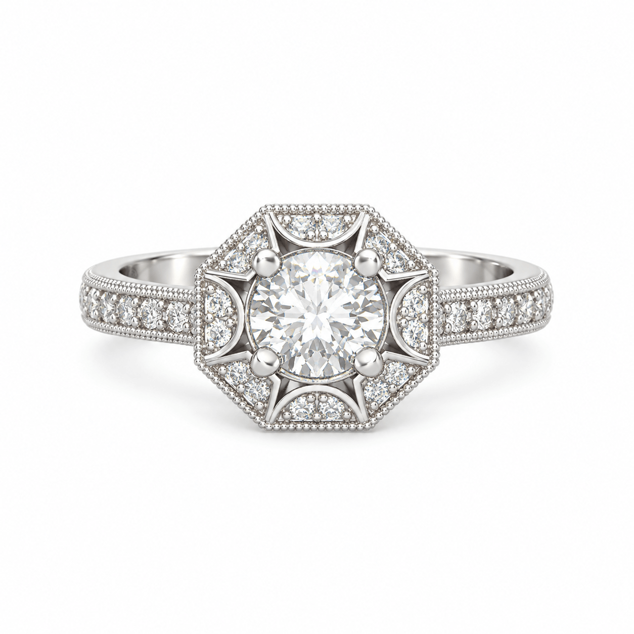 Anillo de compromiso Halo Diamante Natural - Octa