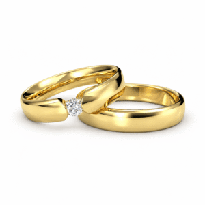 Argollas Matrimonio Oro 18k Diamante 0.10ct – Roca