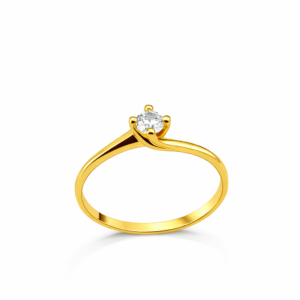 Anillo Solitario Circon 3 mm Oro Amarillo 18K