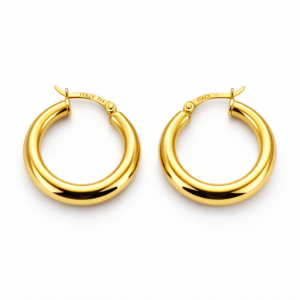 Aro Argolla Tubo Gruesa Oro Amarillo 18K