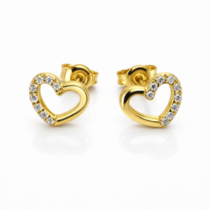 Aros Corazón Mitad Circones Oro Amarillo 18K