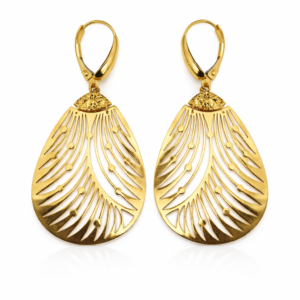 Aros Colgante Ovalado Vintage Oro Amarillo 18K