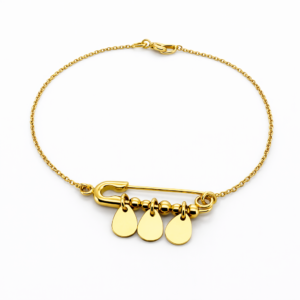 Pulsera Alfiler de Gancho y Colgantes en forma de Gotas Oro Amarillo 18k