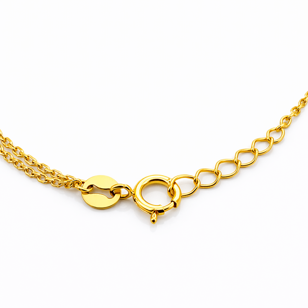 Pulsera Doble Cadena 6 Granos Oro Amarillo 18K - Imagen 4